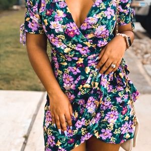 NY&Co Happy x Nature Floral Mini Wrap Dress